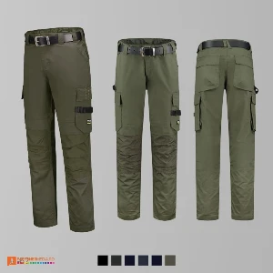 pantaloni de lucru khaki cu talie elastica adt63 poza 5