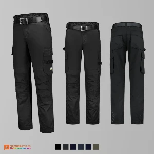 pantaloni de lucru negri cu talie elastica adt63 poza 6