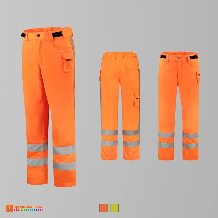 pantaloni reflectorizanti unisex portocaliu fosforescent adt65 poza 3
