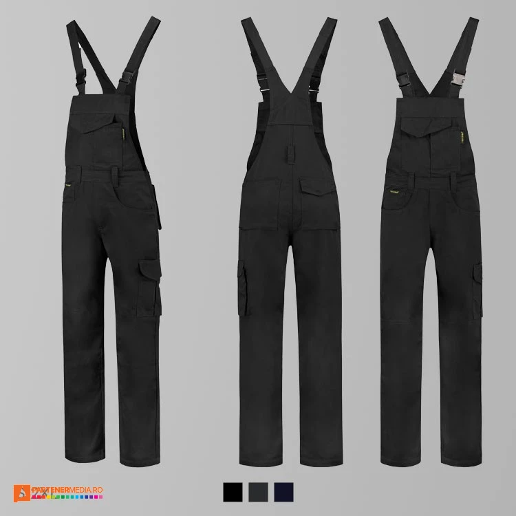 salopete unisex negre cu pieptar adt66 poza 4