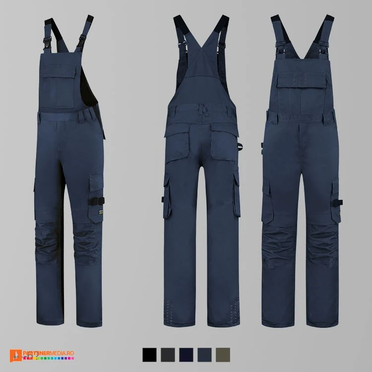 salopete bleumarin unisex de lucru din bumbac si poliester adt67 poza 2