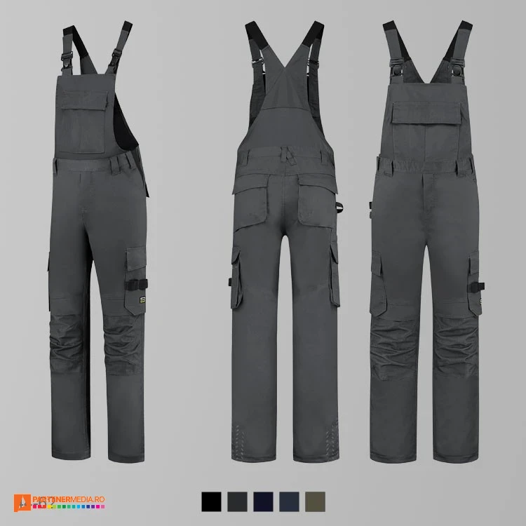 salopete gri unisex de lucru din bumbac si poliester adt67 poza 4