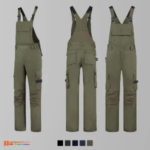 salopete khaki unisex de lucru din bumbac si poliester adt67 poza 5