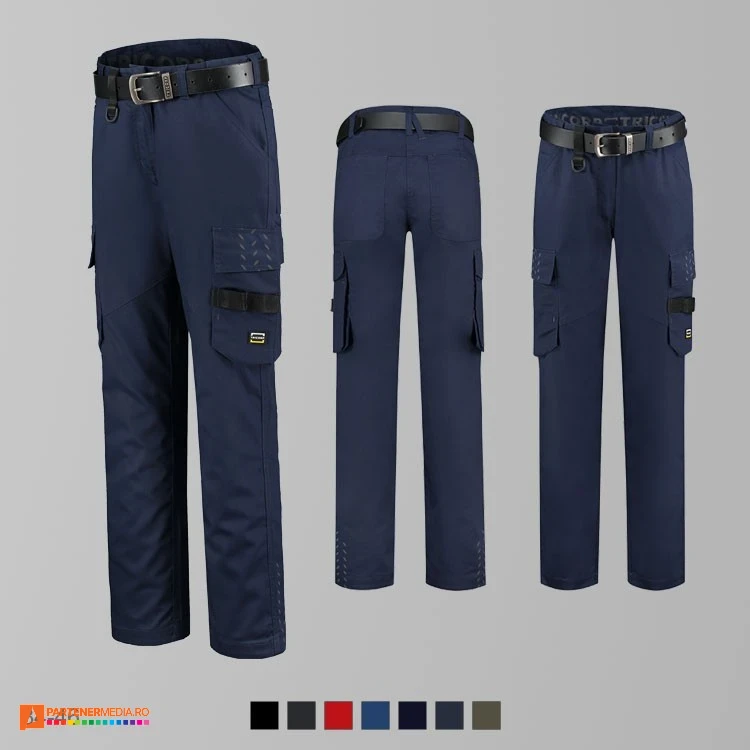 pantaloni de dama de lucru promotionali albastru inchis adt70 poza 3