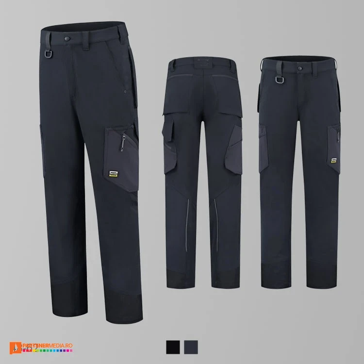 pantaloni bleumarin unisex de lucru cu talie elastica adt77 poza 2