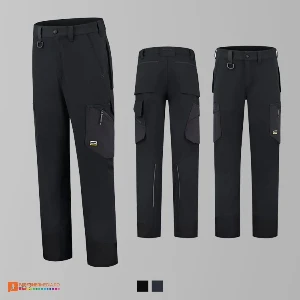 pantaloni negri unisex de lucru cu talie elastica adt77 poza 3