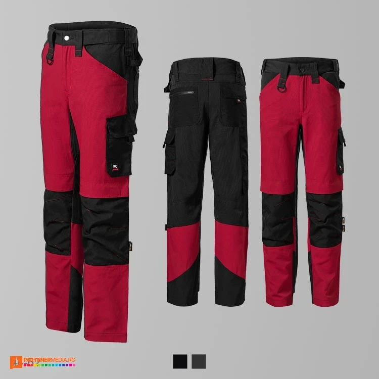 pantaloni rosii de lucru cu 10 buzunare adw07 poza 5