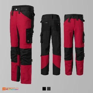 pantaloni rosii de lucru cu 10 buzunare adw07 poza 5