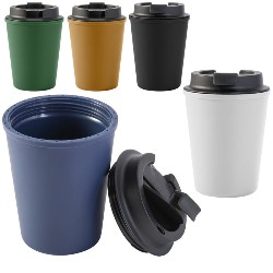 pahare promotionale din plastic cu capac negru V0657 poza 1