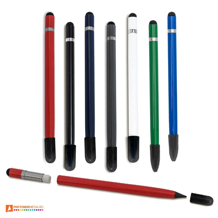 creioane promotionale cu radiera detasabila si varf touch pen r02314 poza 1
