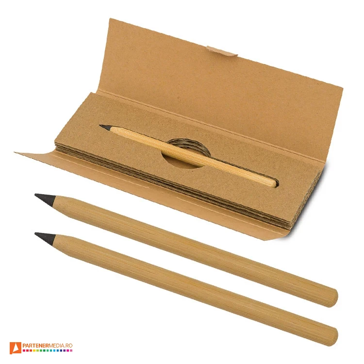creioane inkless din lemn in etui din carton kraft r02320 poza 1