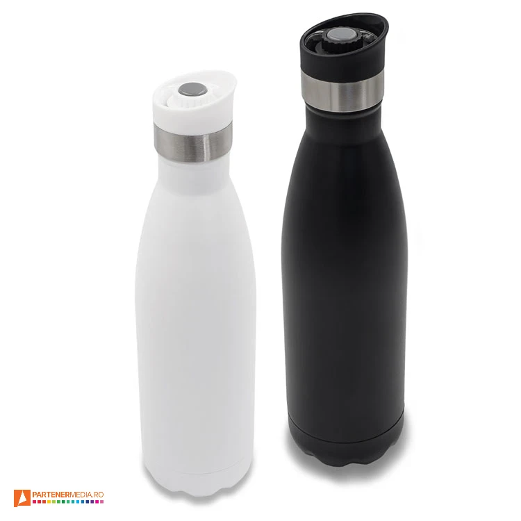 Sticle promotionale termoizolante de 550 ml cu pereti dubli din otel inoxidabil si design modern sticle termoizolante promotionale de 550 ml cu design modern r08195