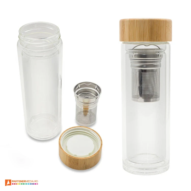 sticle transparente de 400 ml cu infuzor r08210