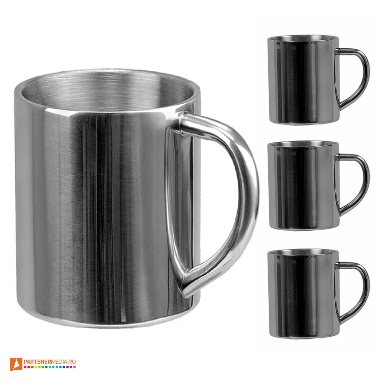 cani metalice argintii de 240 ml cu design clasic r08390