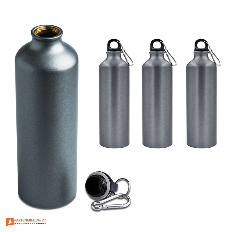 bidoane gri mat de 800 ml din aluminiu cu carabina r08416