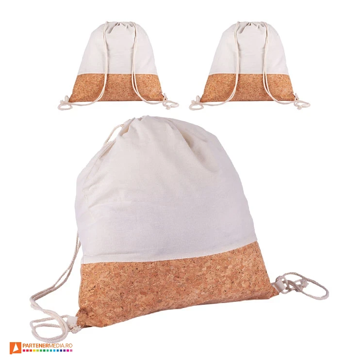 rucsacuri drawstring din bumbac cu baza din pluta r08470