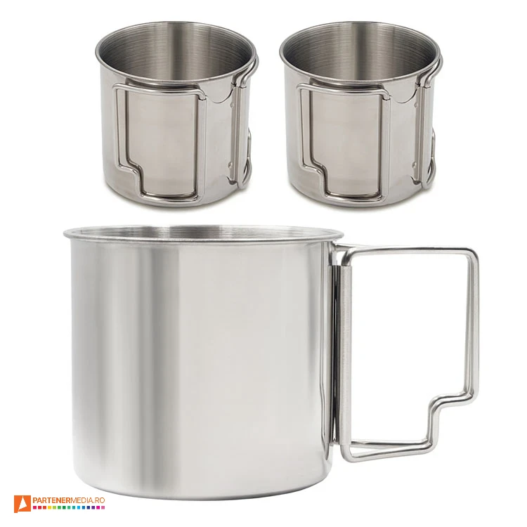 cani metalice argintii cu design modern si maner pliabil r08491 poza 1