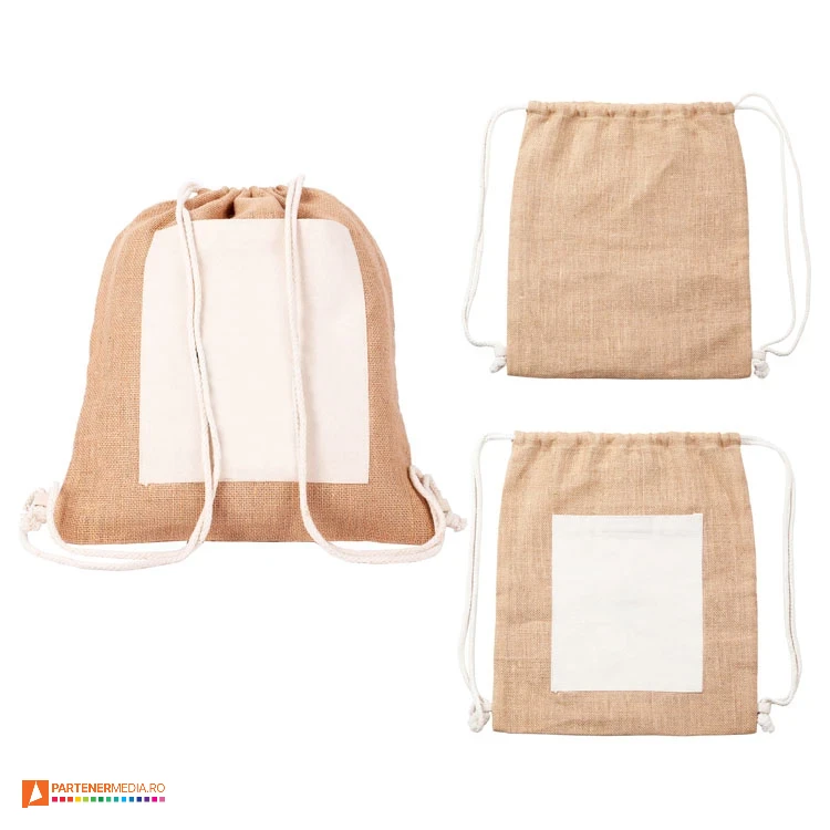 rucsacuri drawstring din iuta cu buzunar din bumbac r08505