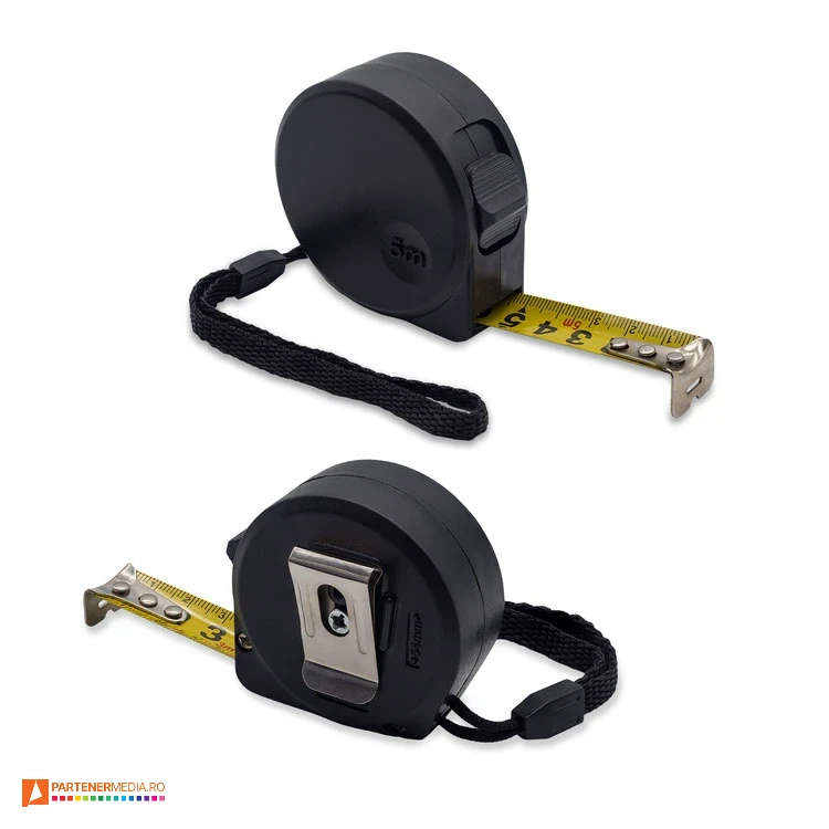 rulete negre rotunde cu banda galbena de 5 metri r17593 poza 1