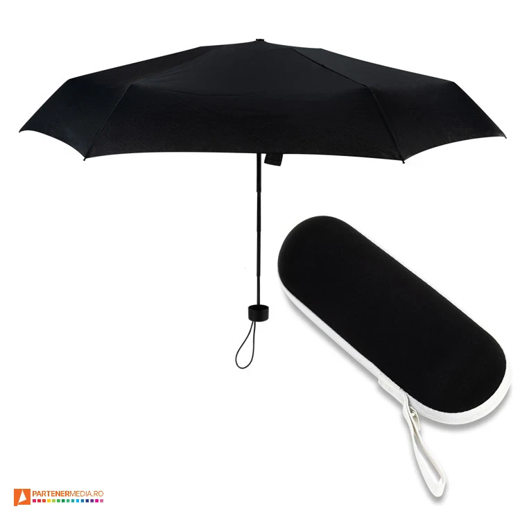 Umbrele manuale pliabile cu tija metalica, maner din plastic si carcasa rigida umbrele pliabile manuale cu carcasa inclusa r17951