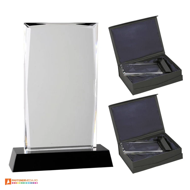 trofee dreptunghiulare din sticla cu cutie de cadou r22181 poza 1