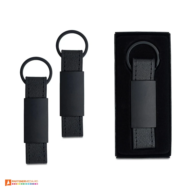 brelocuri metalice promotionale cu banda neagra din imitatie de piele r73121 poza 1