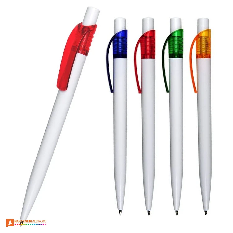 pixuri promotionale albe cu agatatoare curbata colorata r73341 poza 1