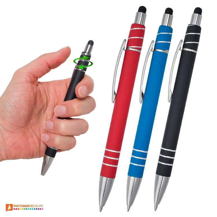 pixuri antistress cu corp metalic si varf touch pen r73452 poza 1