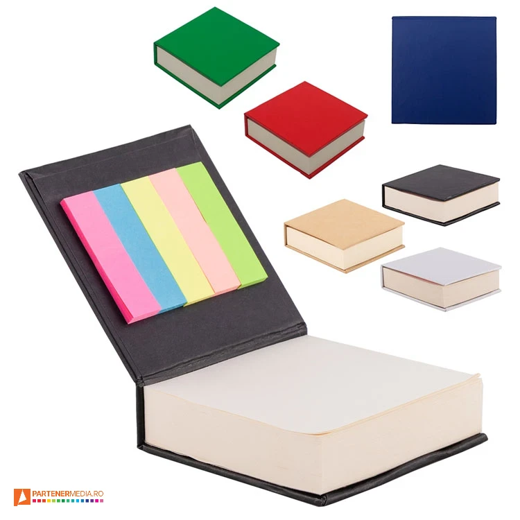 Blocnotes-uri cu 200 de file, cu etichete adezive colorate si coperta colorata blocnotesuri promotionale cu coperti colorate si etichete r73674