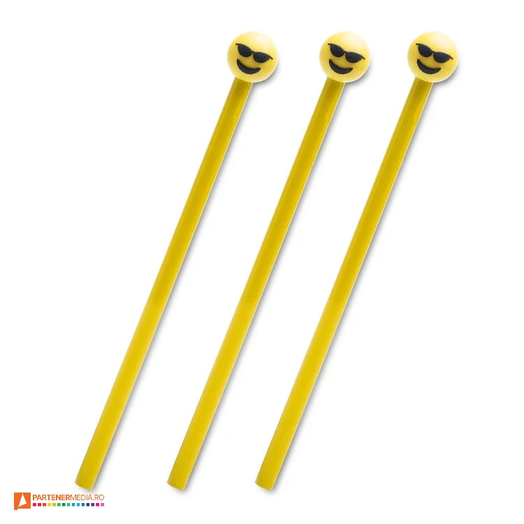 creioane galbene din lemn cu smiley face r73726 poza 1