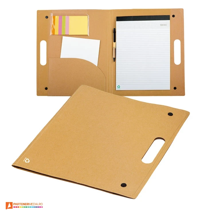 mape a4 din carton kraft cu blocnotex si pix incluse r73735 poza 1