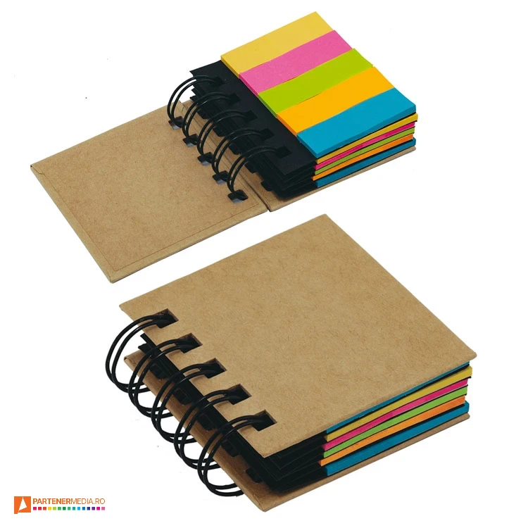 Notes-uri cu etichete colorate, spira metalica si coperti din carton seturi de etichete colorate de tip marker de pagina r73752