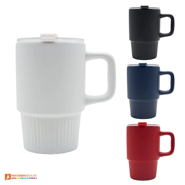 cani metalice de 440 ml cu design modern si capac r85323 poza 1