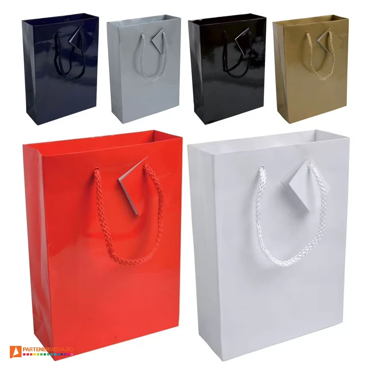 Pungi XS de cadou din carton laminat colorat de 18 x 25 x 7 cm pungi mici de cadou din hartie laminata 15123