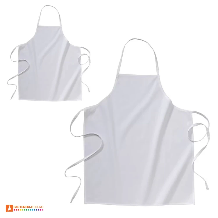 sorturi albe promotionale de bucatarie din bumbac cu pieptar 15434 poza 1