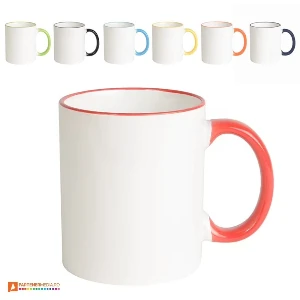 cani ceramice albe cu maner colorat 16433s