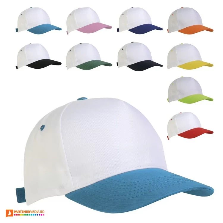sepci promotionale albe cu parasolar colorat 17304 poza 1