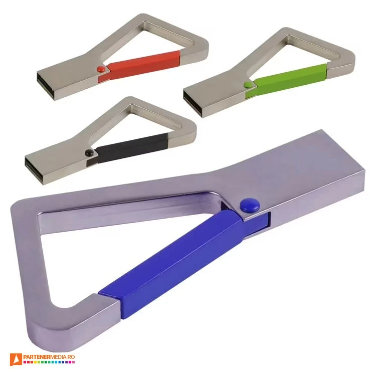 memory stick uri usb metalice cu carabina colorata 18480