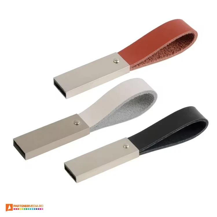 memory stick uri usb metalice de 4 gb cu banda din imitatie de piele 18481