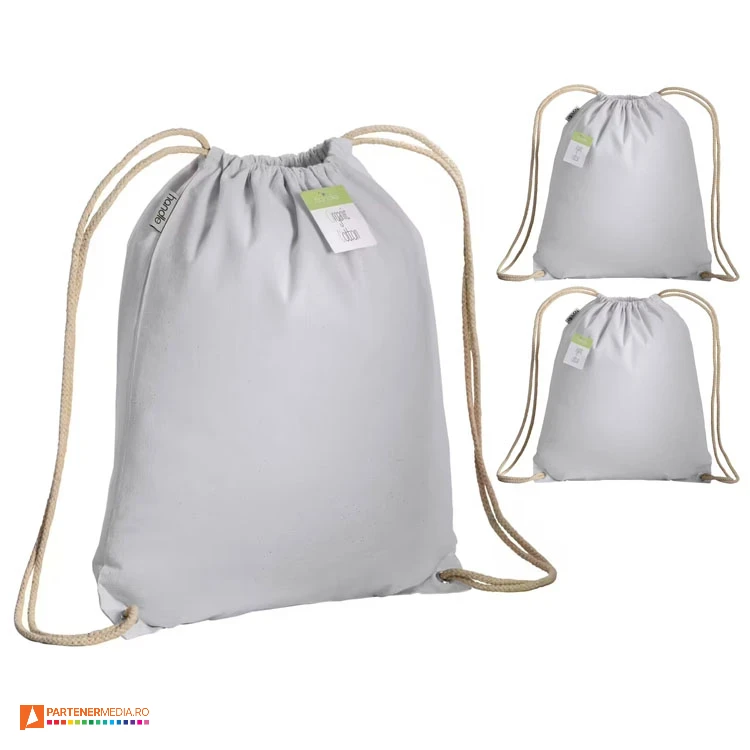 rucsacuri albe din bumbac organic cu snururi duble 2013401