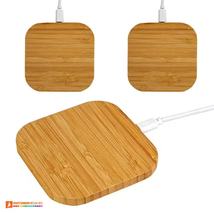incarcatoare wireless de 10w din lemn de bambus 21445
