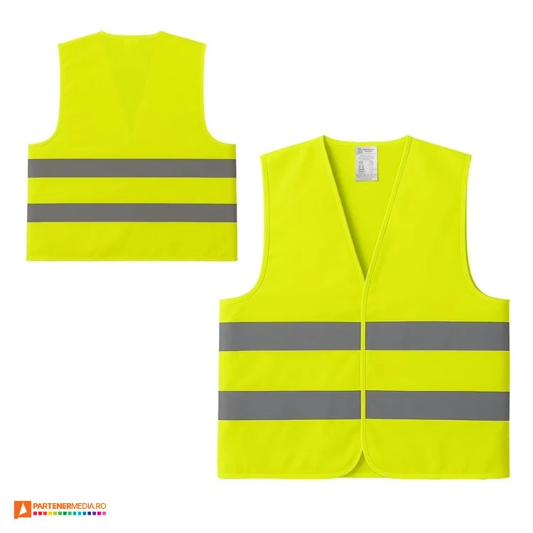 veste galbene cu benzi reflectorizante pentru adulti 2200207 poza 2