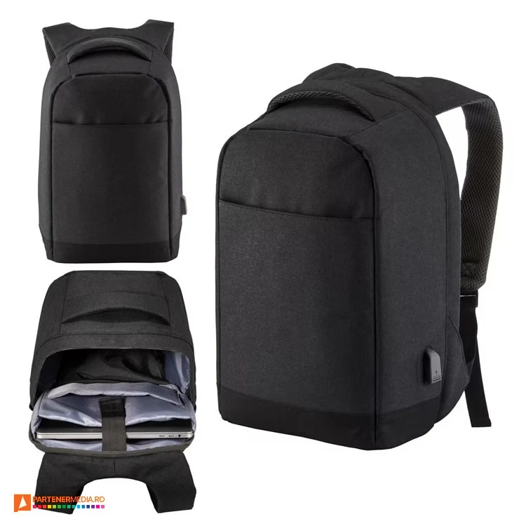 rucsacuri negre cu compartiment buretat de laptop si iesire usb 2212082