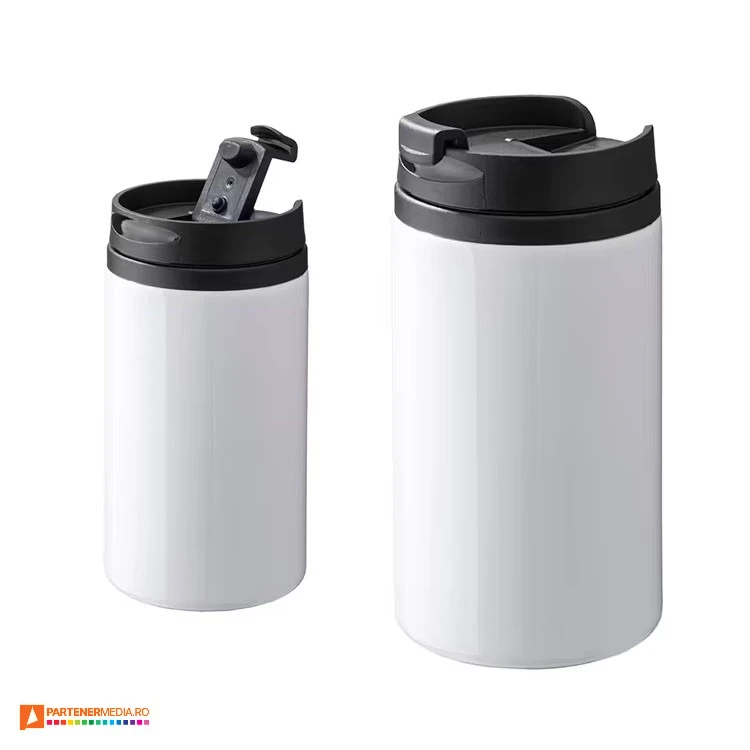 Pahare metalice albe promotionale cu suprafata din plastic pentru sublimare pahare promotionale metalice de 300 ml sublimabile 2241901