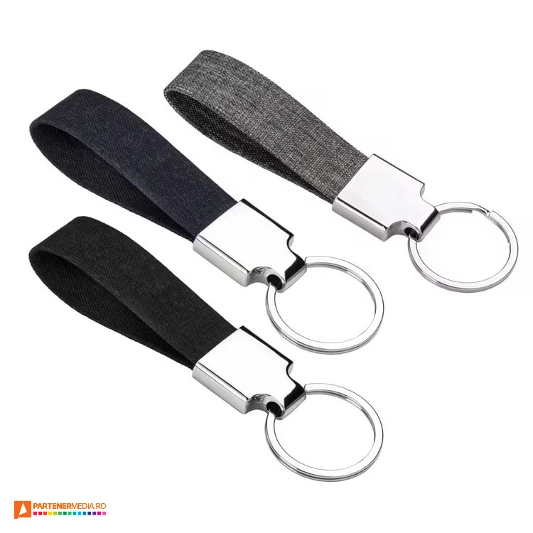 brelocuri metalice cu banda textila din poliester reciclat 23904
