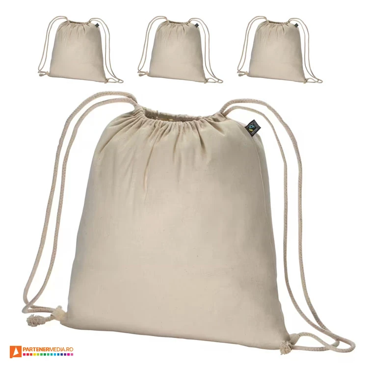 rucsacuri crem din bumbac de tip drawstring cu snururi duble 24136