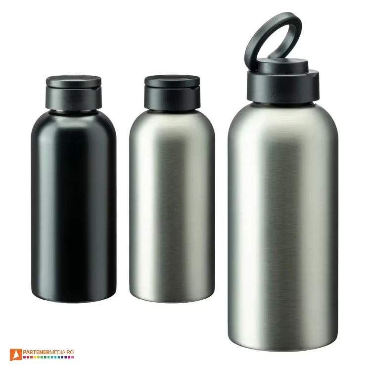 Sticle termoizolante promotionale de 500 ml din otel cu capac cu maner pliabil sticle promotionale din otel inoxidabil cu capac cu maner pliabil 25405