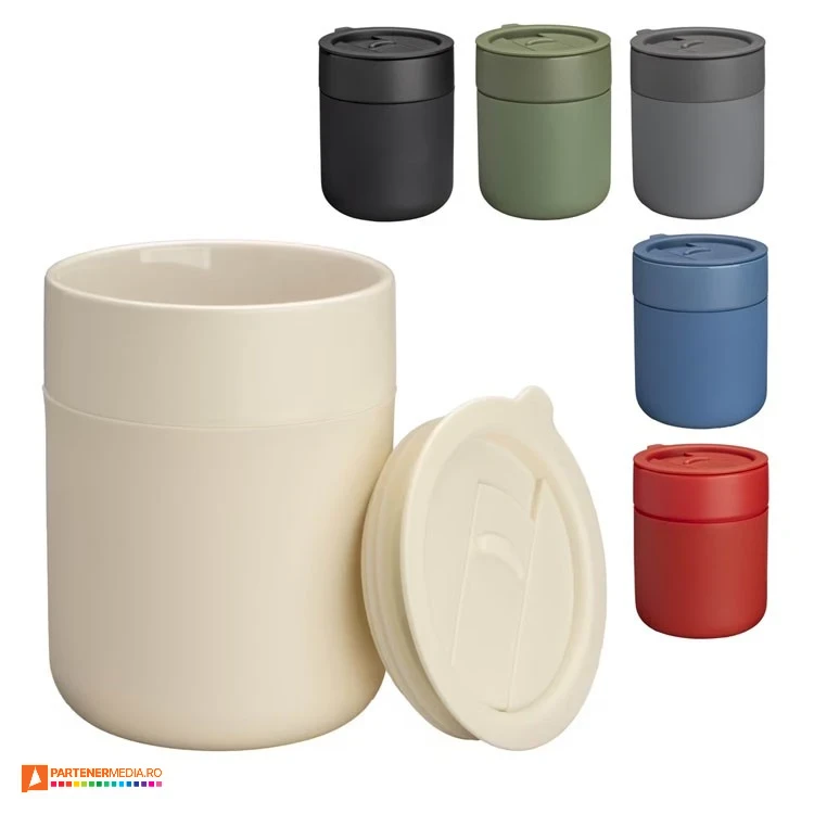 pahare ceramice colorate cu capac din plastic 25420s