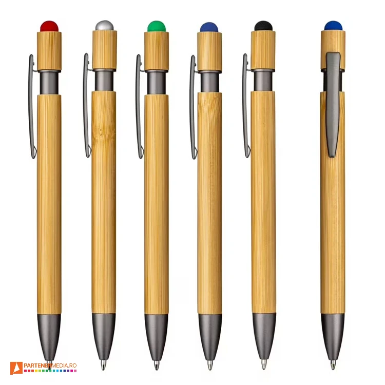 pixuri ecologice din lemn cu varf touch pen colorat  poza 1