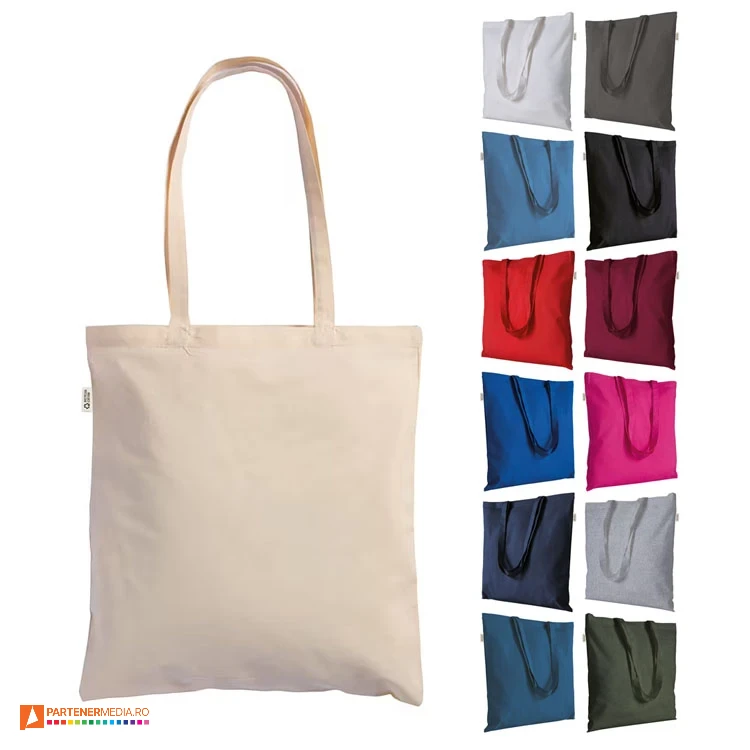 sacose colorate de cumparaturi din bumbac reciclat de 220 grame 26105 poza 1